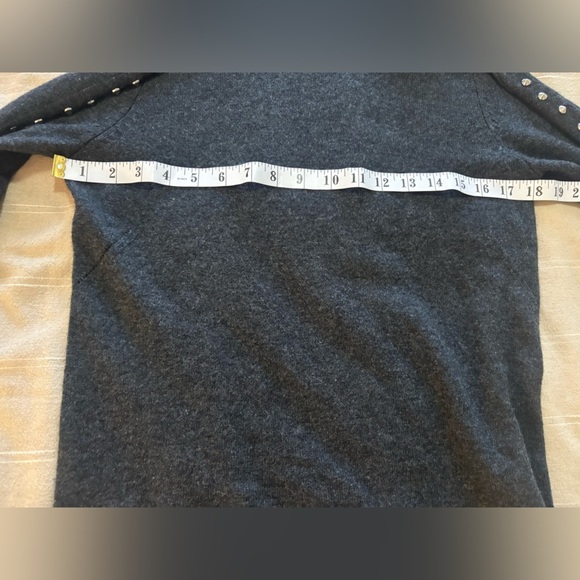 ZADIG & VOLTAIRE | dark gray wool cashmere turtleneck with studs down arms XS - Picture 11 of 12